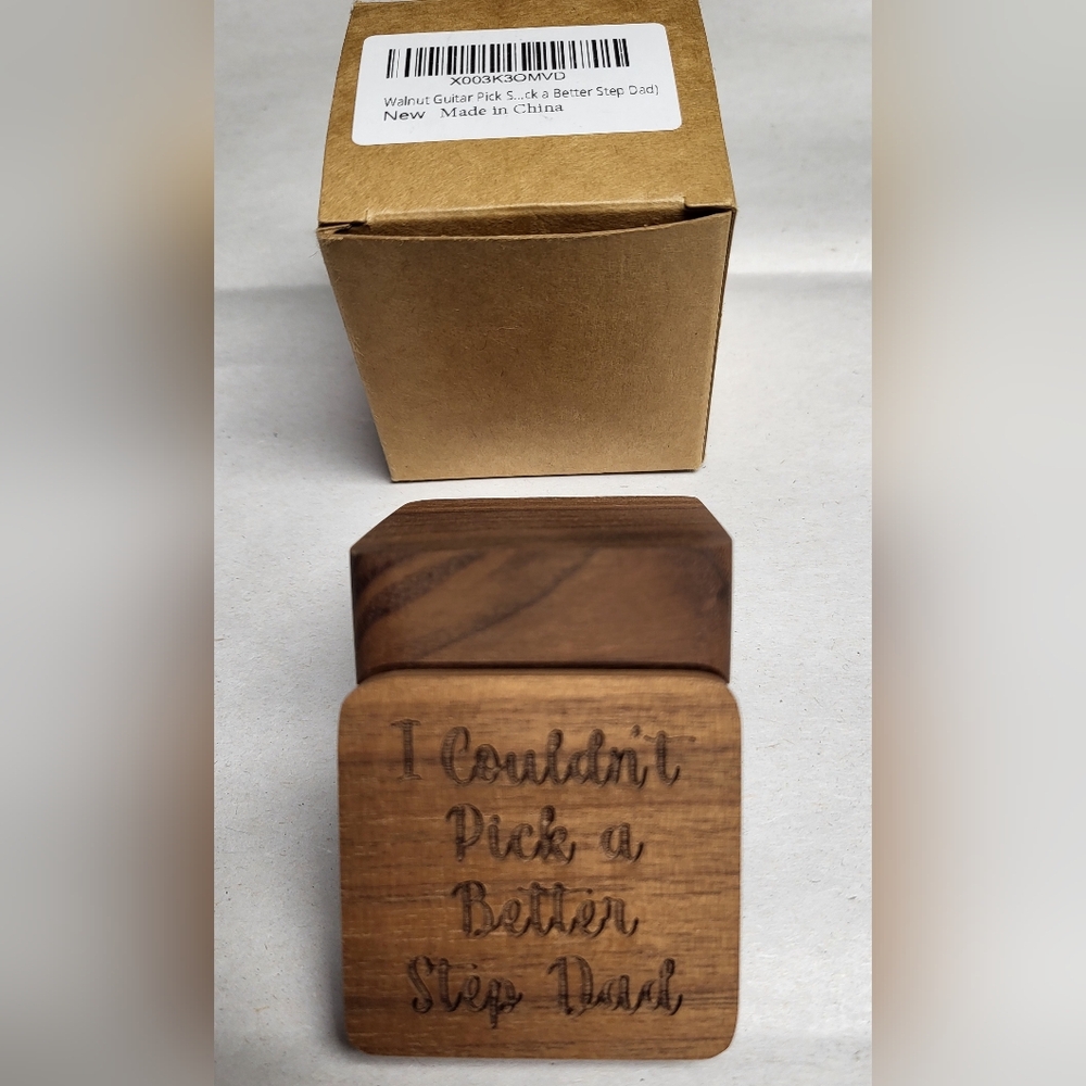 New Amazon Stepdad Gift Walnut Guitar Pick Storage Case New In Box New In Box - Picture 6 of 10